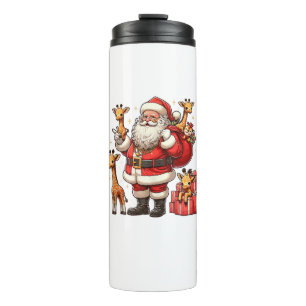 American Santa Claus Holding Giraffe Present Xmas  Thermal Tumbler