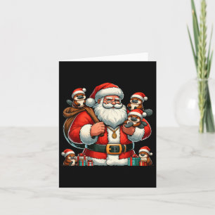 American Santa Claus Holding Platypus Present Xmas Card