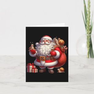 American Santa Claus Holding Snail Present Xmas Card