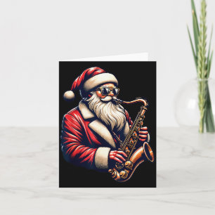 American Santa Playing Saxophone Xmas Jazz Christm Card