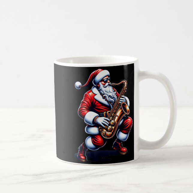 American Santa Playing Saxophone Xmas Jazz Christm Coffee Mug (Right)