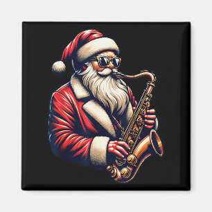 American Santa Playing Saxophone Xmas Jazz Christm Magnet