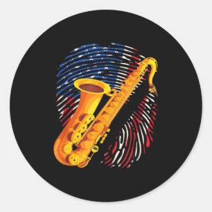 American Saxophone Player Saxophonist Jazz Band Me Classic Round Sticker
