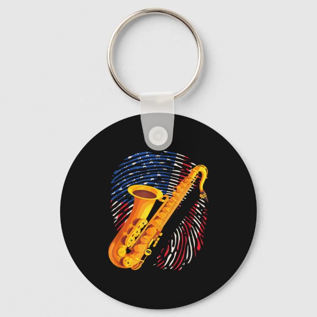 American Saxophone Player Saxophonist Jazz Band Me Key Ring (Front)
