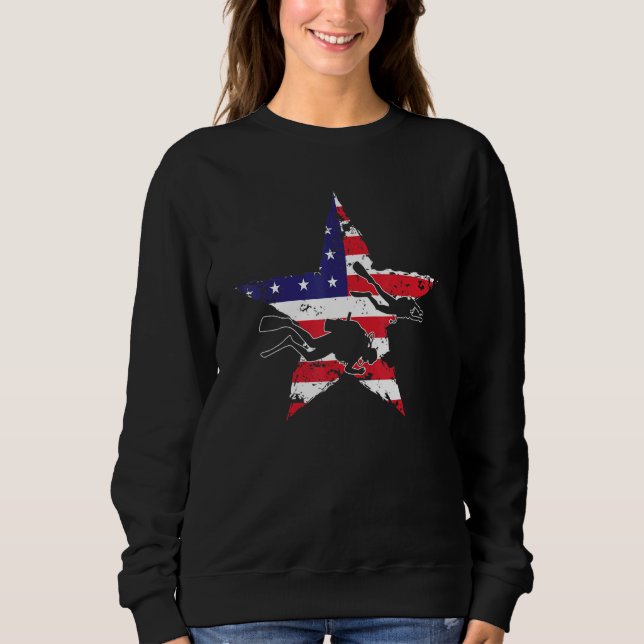 American Scuba Diver Aquaholic Freediving Marine L Sweatshirt (Front)
