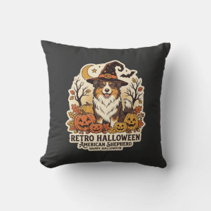 American Shepherd Halloween Retro Dog Lover Throw Cushion