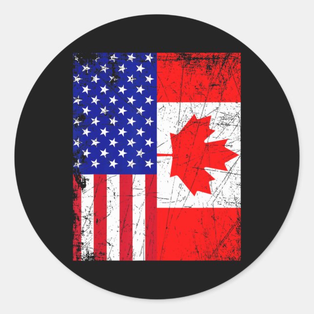 American Shirt Usa Canada Flag 4th Of July  Classic Round Sticker (Front)
