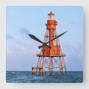American Shoal Lighthouse, Florida Keys Square Wall Clock