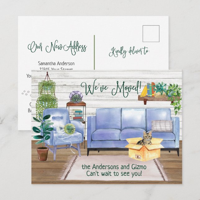 American Short Hair Brown Tabby New Home Moving Announcement Postcard (Front/Back)