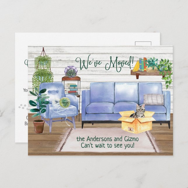 American Short Hair Cat Cosy New Home Moving  Announcement Postcard (Front/Back)