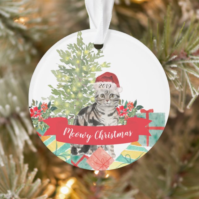 American Shorthair brown Tabby Christmas Ornament (Tree)