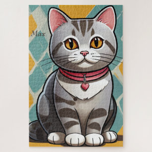 American Shorthair Cat Abstract Art Feline Jigsaw Puzzle