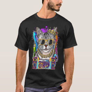 American Shorthair Cat Hip Hop 90s Rap Music T-Shirt