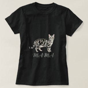 American Shorthair Cat Mama Watercolor Art T-Shirt