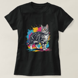 American Shorthair Pop Art Splash Cat T-Shirt