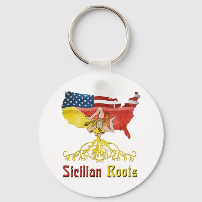 American Sicilian Roots Keyring (Front)