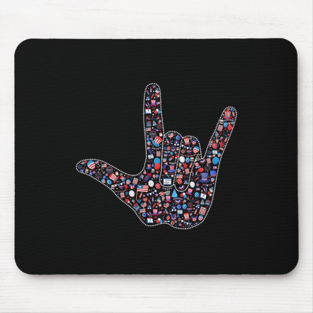 American Sign Language 4th Of July  Mouse Pad (Front)