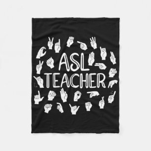 American Sign Language Alphabet Asl Teacher Fleece Blanket