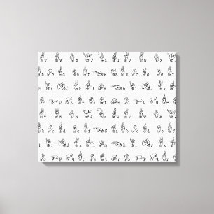 American Sign Language Alphabet in Black and White