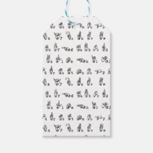 American Sign Language Alphabet in Black and White Gift Tags