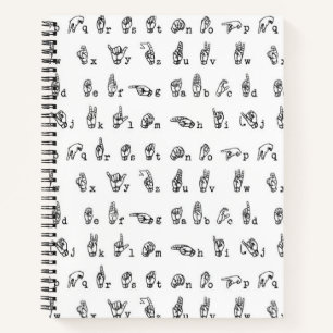 American Sign Language Alphabet in Black and White Notebook