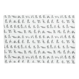 American Sign Language Alphabet in Black and White Pillowcase