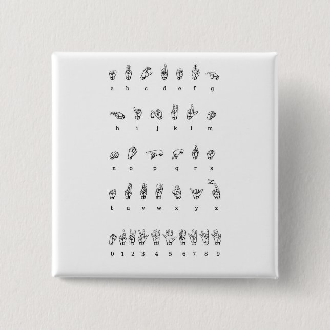 American Sign Language (ASL) 15 Cm Square Badge (Front)