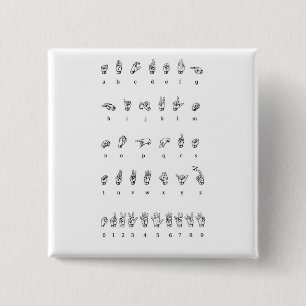 American Sign Language (ASL) 15 Cm Square Badge