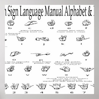 American Sign Language ASL Alphabet &Numbers Chart