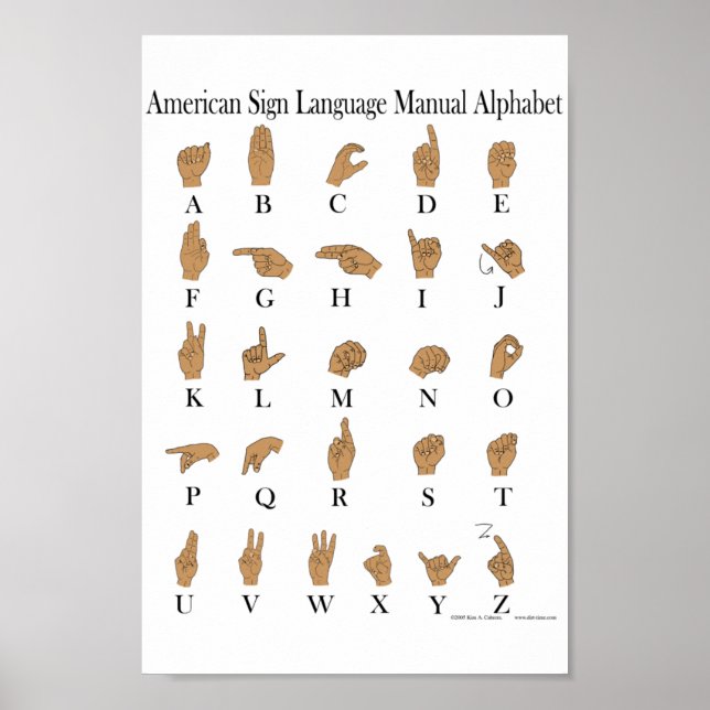 American Sign Language ASL Alphabet Poster (Front)