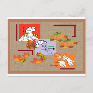 American Sign Language ASL Happy Thanksgiving! Holiday Postcard