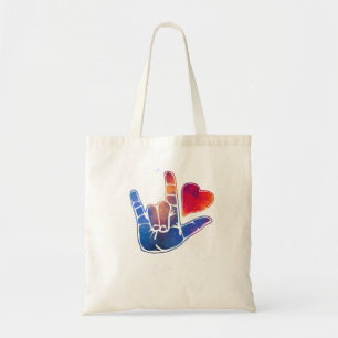 American Sign Language ASL I love you in sign lang Tote Bag