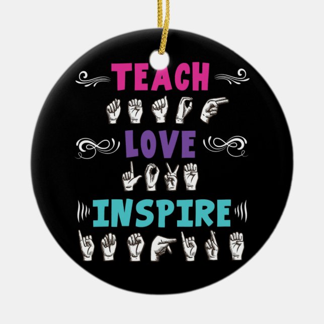 American Sign Language ASL Teacher Hearing Ceramic Ornament (Front)
