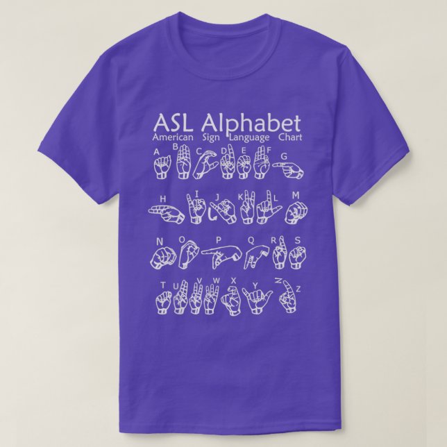 American Sign Language Communication Chart T-Shirt (Design Front)