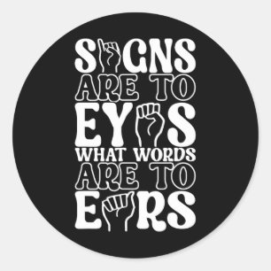 American Sign Language Deaf Awareness 12 Classic Round Sticker
