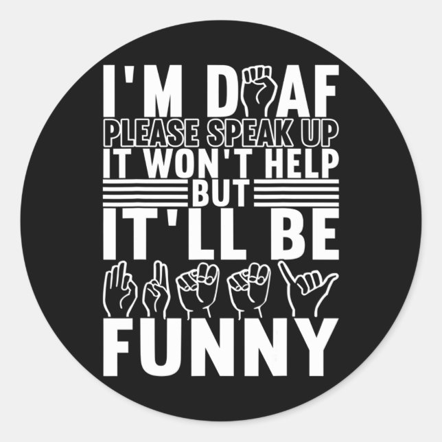 American Sign Language Deaf Awareness 13 Classic Round Sticker (Front)