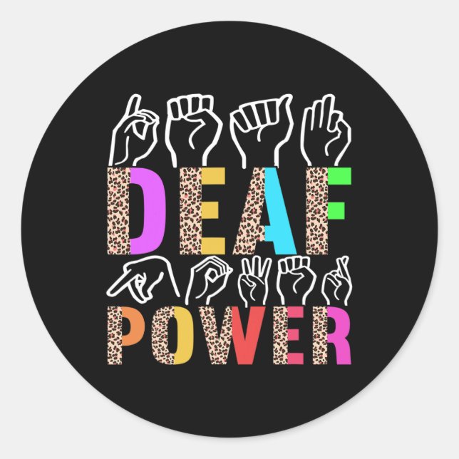 American Sign Language Deaf Awareness 3  Classic Round Sticker (Front)