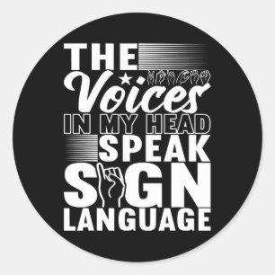American Sign Language Deaf Awareness 5 Classic Round Sticker