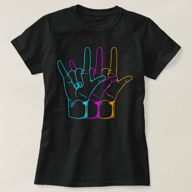American Sign Language I Love You ASL T-Shirt (Design Front)