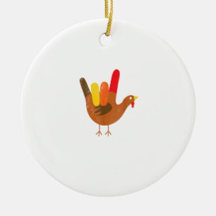 American Sign Language I Love You Thanksgiving Tur Ceramic Ornament