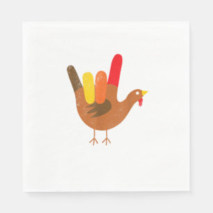 American Sign Language I Love You Thanksgiving Tur Napkin
