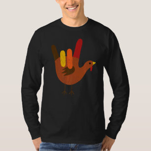 American Sign Language I Love You Thanksgiving Tur T-Shirt