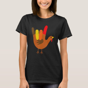 American Sign Language I Love You Thanksgiving Tur T-Shirt
