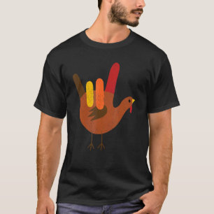 American Sign Language I Love You Thanksgiving Tur T-Shirt