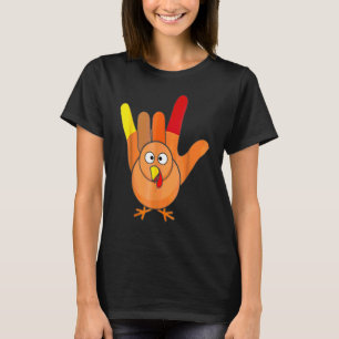 American Sign Language I Love You Thanksgiving Tur T-Shirt