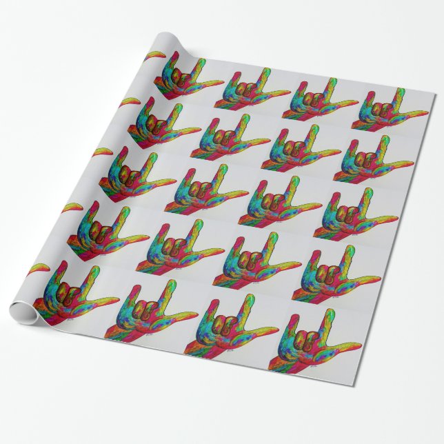 American Sign Language I LOVE YOU Wrapping Paper (Unrolled)