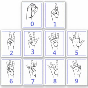 American Sign Language, Learn ASL Numbers Stickers