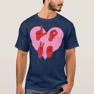 American Sign Language Love Gesture Cupid Heart T-Shirt