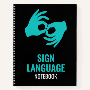 American Sign Language Notebook - Teal ASL Hands