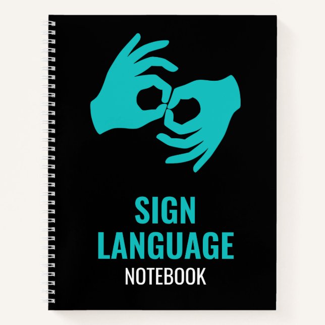 American Sign Language Notebook - Teal ASL Hands (Front)